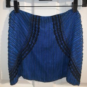 Parker Royal Blue Sequins/Silk Mini Skirt with Tag